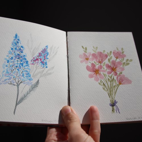 Watercolor floral doodles