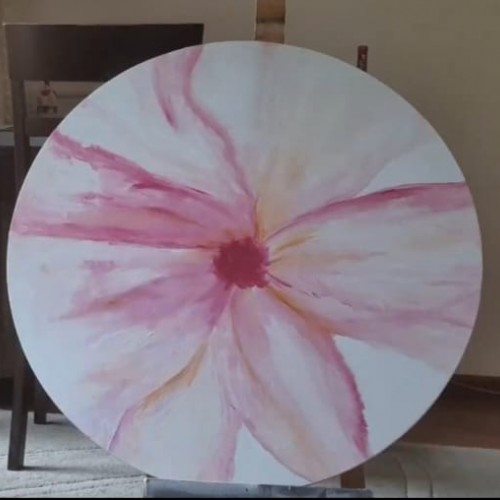 Floral Hues Acrylic painting of flowers in round canvas | flower painting acrylic