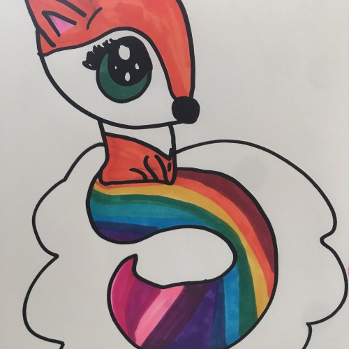 Cute rainbow fox