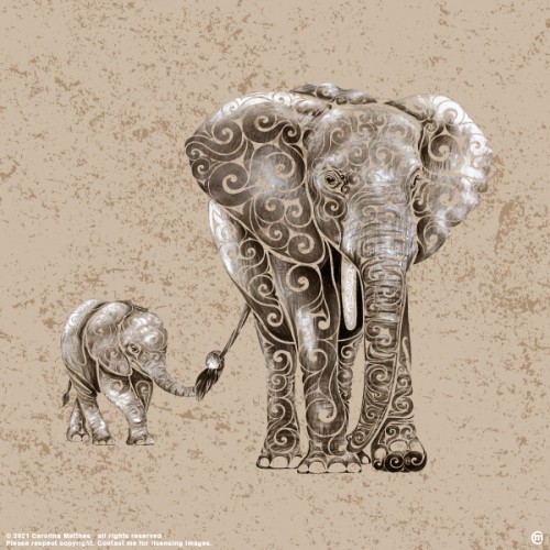 Swirly Elephant Family