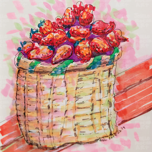 Strawberries Basket colorful