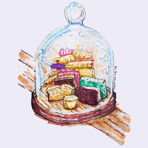 Desserts Under Glass Dome