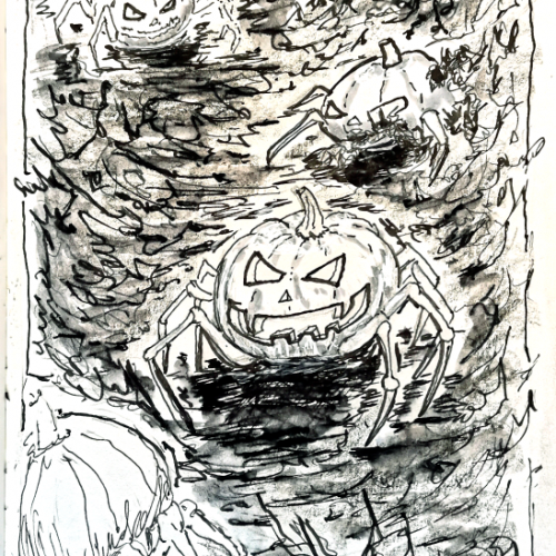 Halloween Pumpkin Spider