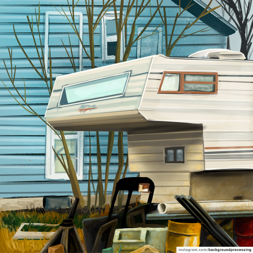 Trailer with junk