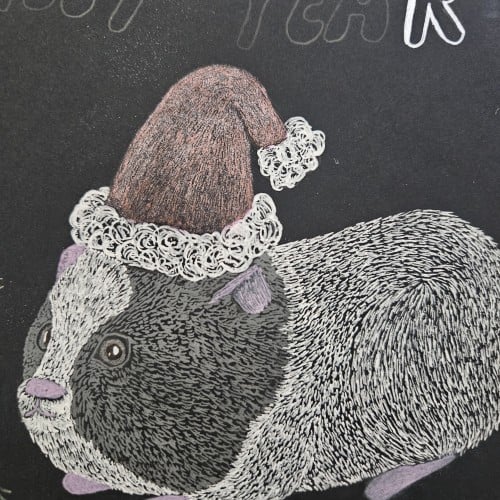 Scarlet in Santa hat