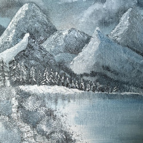 Winter Mountainscape in Oil Pastel