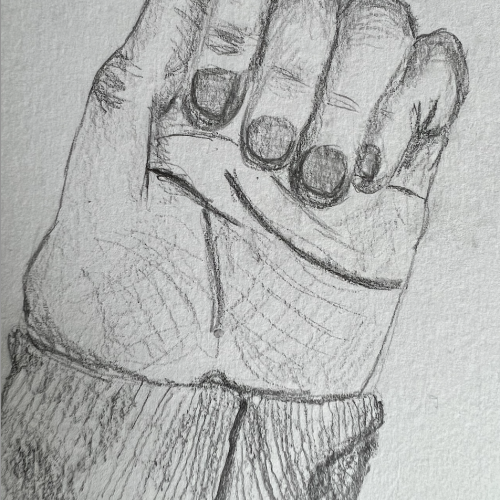 Relaxed hand curled into a loose fist