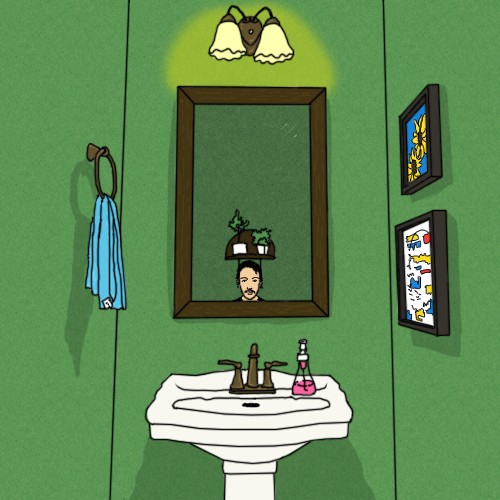 Self Portrait Green Bathroom