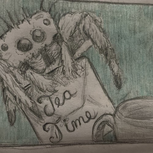 A spider hosting a tea party