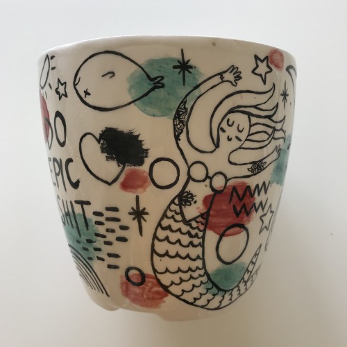 Doodled Ceramic Pot