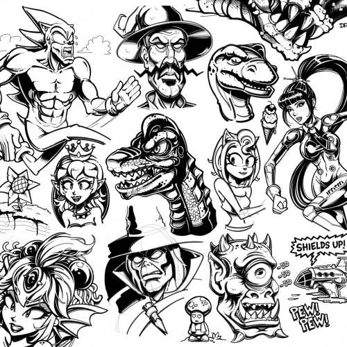 Collection of unfinished doodles