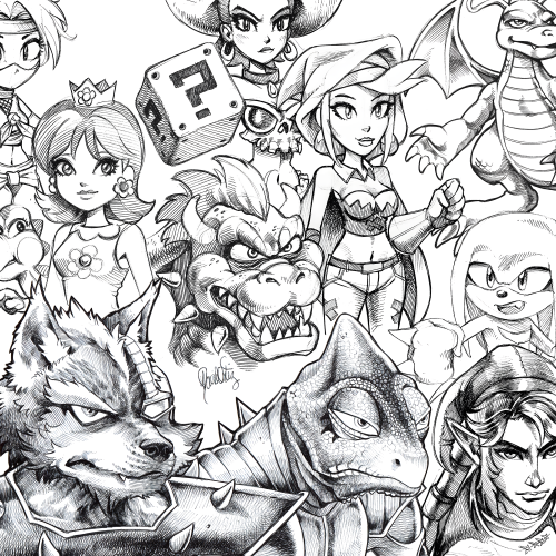 A collection of  ballpoint pen sketches scanned