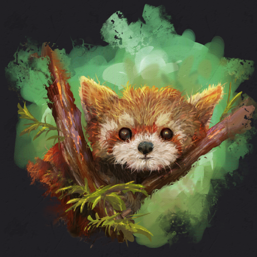 Red Baby Panda Art