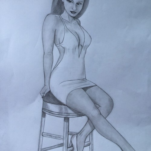 Girl on stool