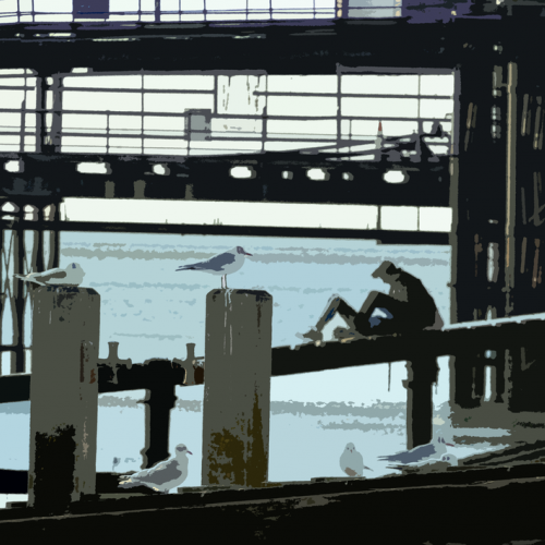 Static Man by the southend pier A Photo Been Photoshop