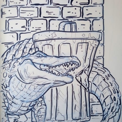 Gator by Trash Can Sketchbook Drawing