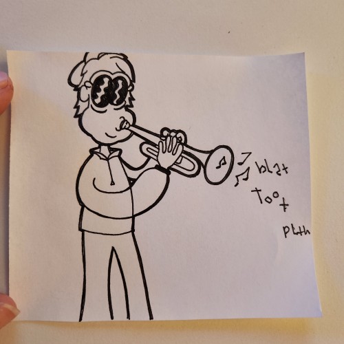 Doodles with Dane - Original Characters Playing Instruments - Bugsie plays trumpet