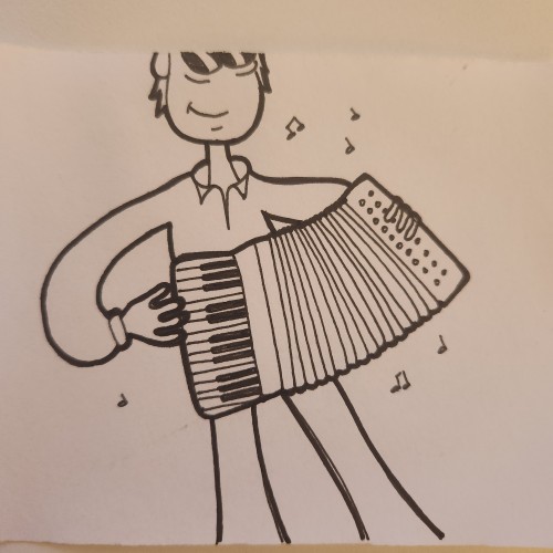 Doodles with Dane - Original Characters Playing Instruments - Bugsie Plays Accordian