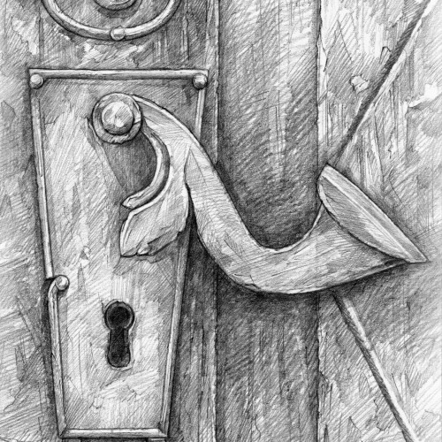 A sketch of a door handle