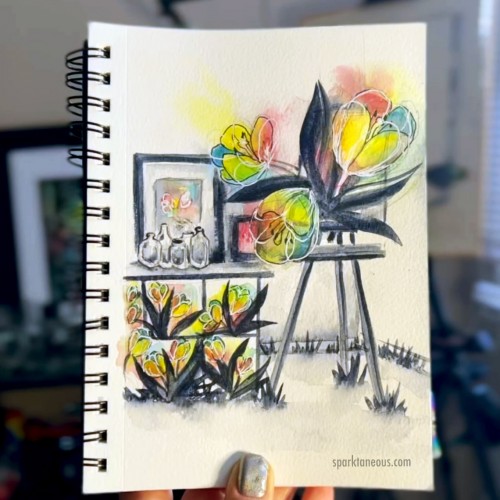 Tulips Growing in the Art Studio