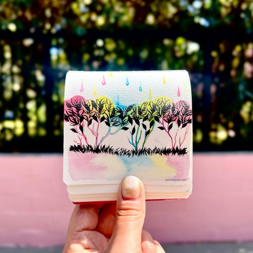 Painted some shrubs in raining color