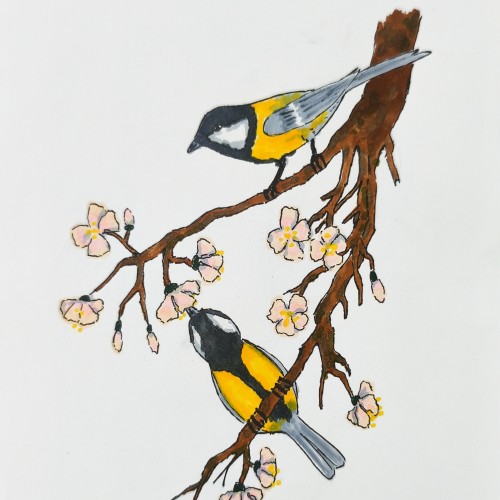 birds on a cherry tree