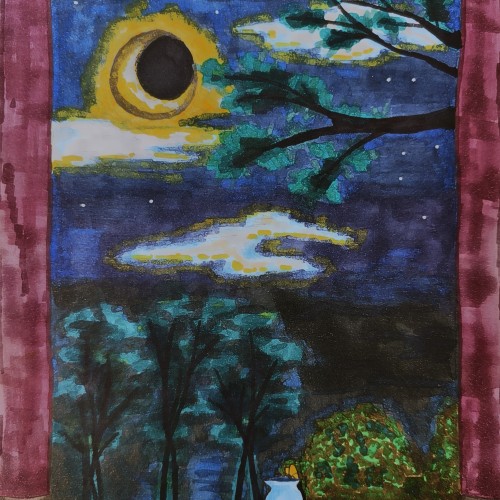 sake on moonlit night