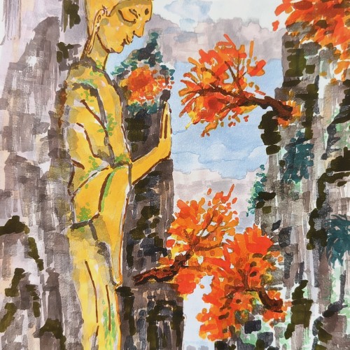 Buddha statue at the mountains