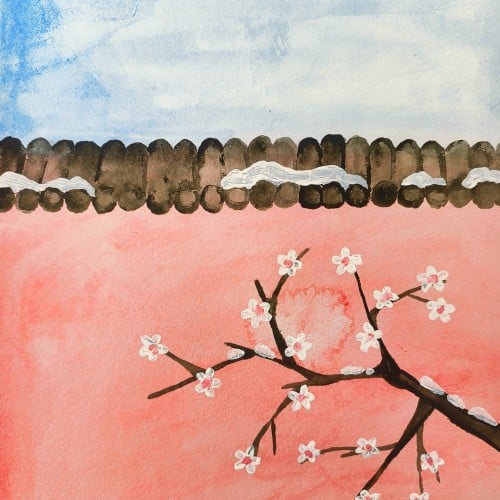 plum tree and old wall