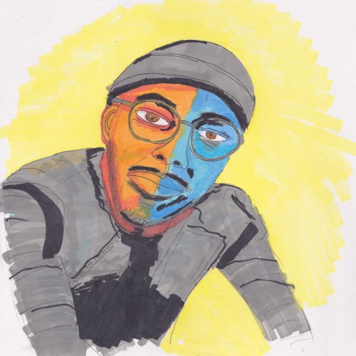 Orange and blue portrait