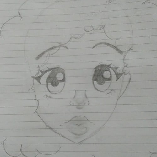 Anime style 4c Black girl