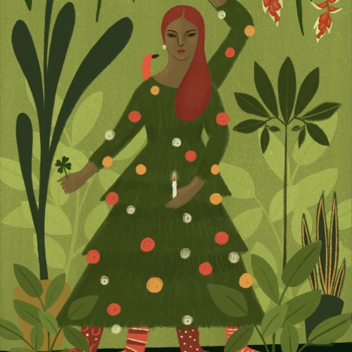 Woman Christmas tree